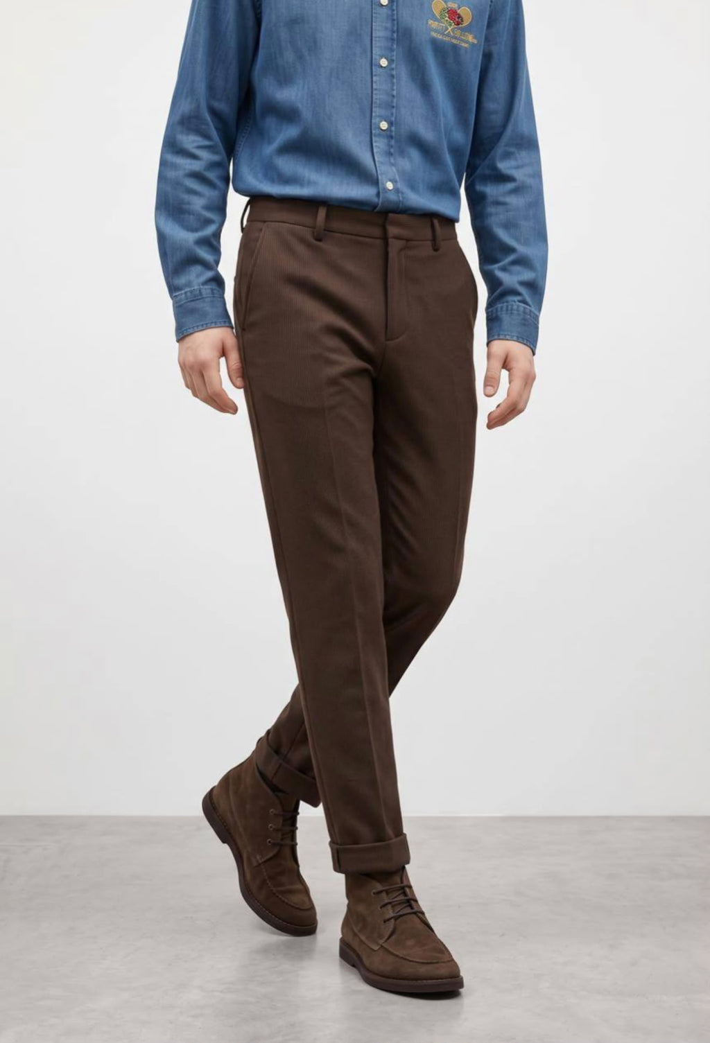 Chino slim pantalone, tamnobraon