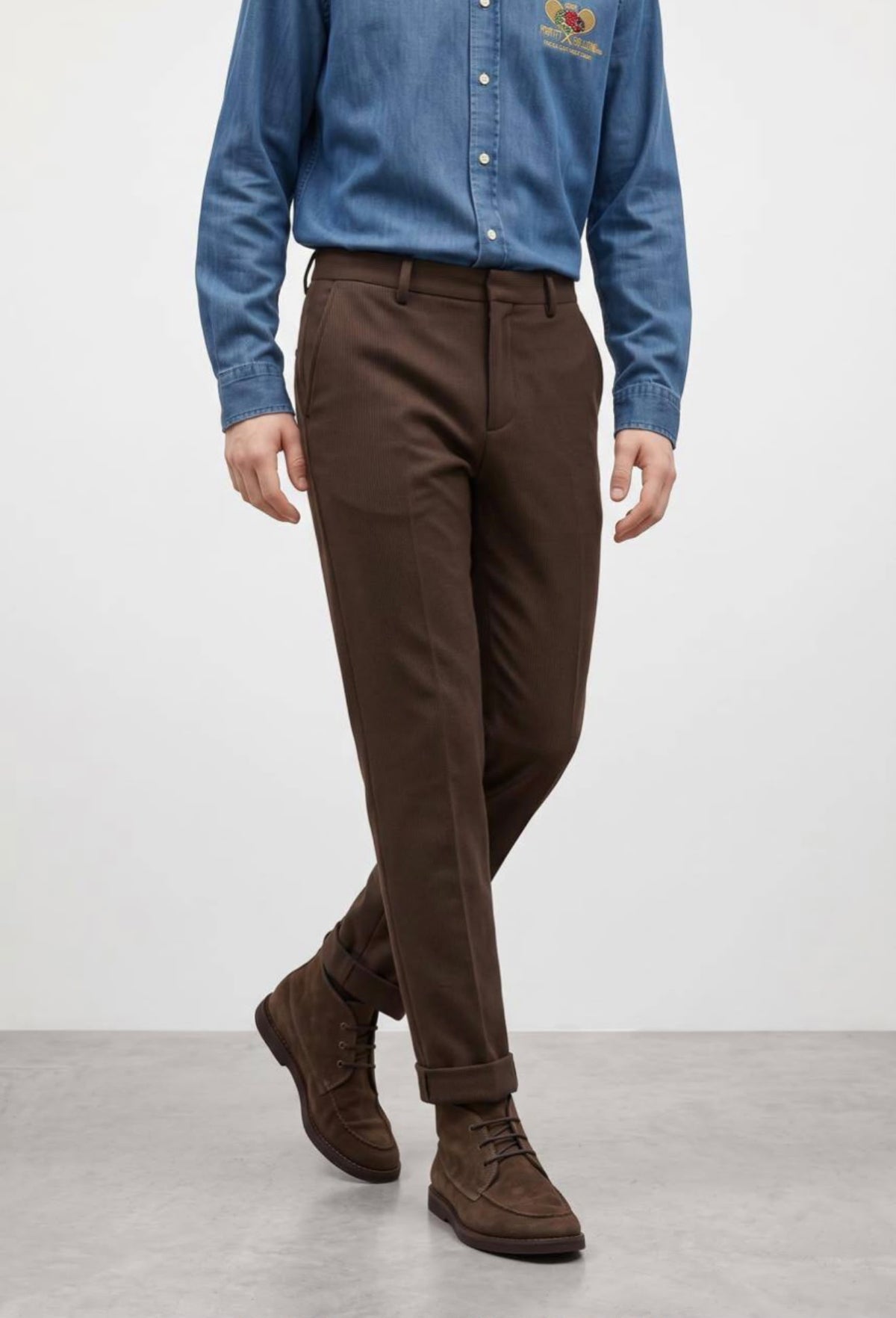 Chino slim pantalone, tamnobraon