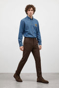 Chino slim pantalone, tamnobraon