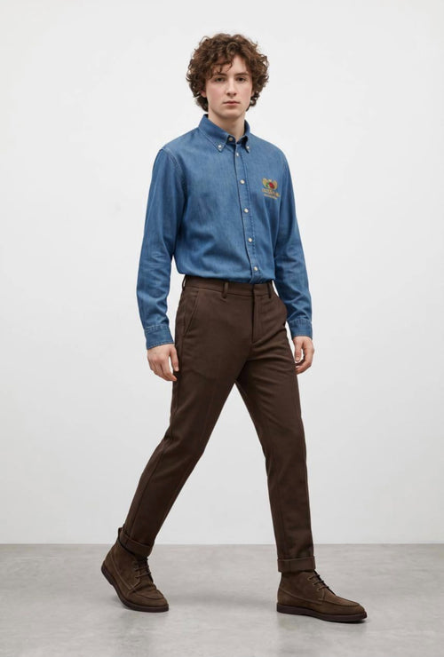 Chino slim pantalone, tamnobraon